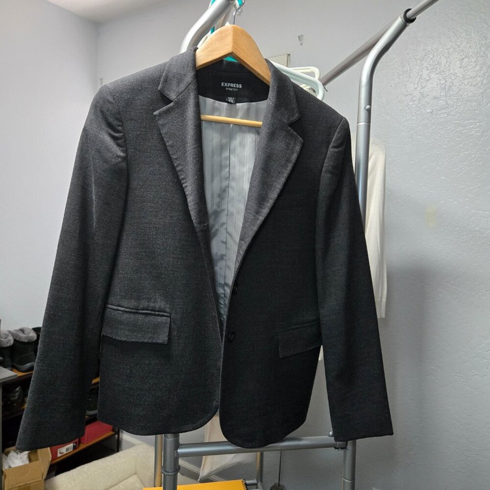 Express Gray Stretch Blazer – Polished, Comfy & Work-Ready